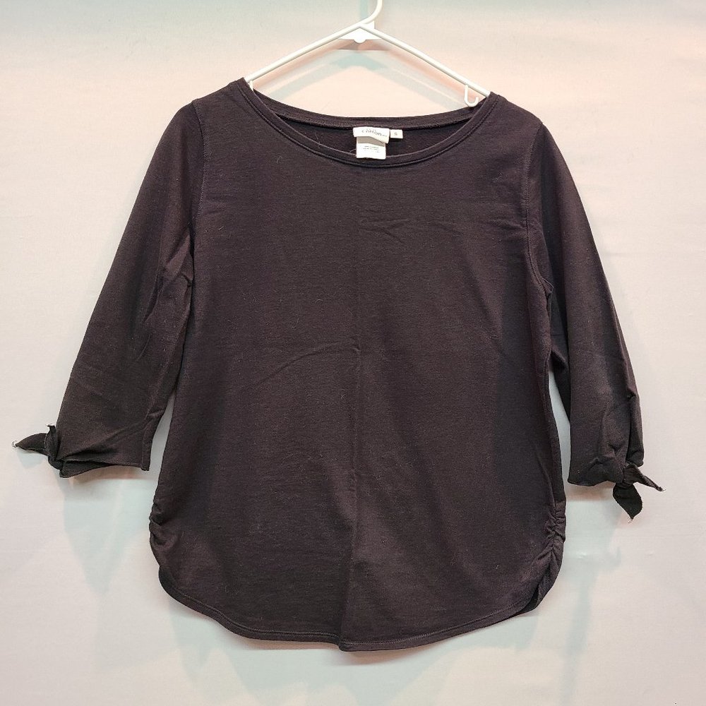Hot Cotton Shirt Black Ruched Side Womens Small